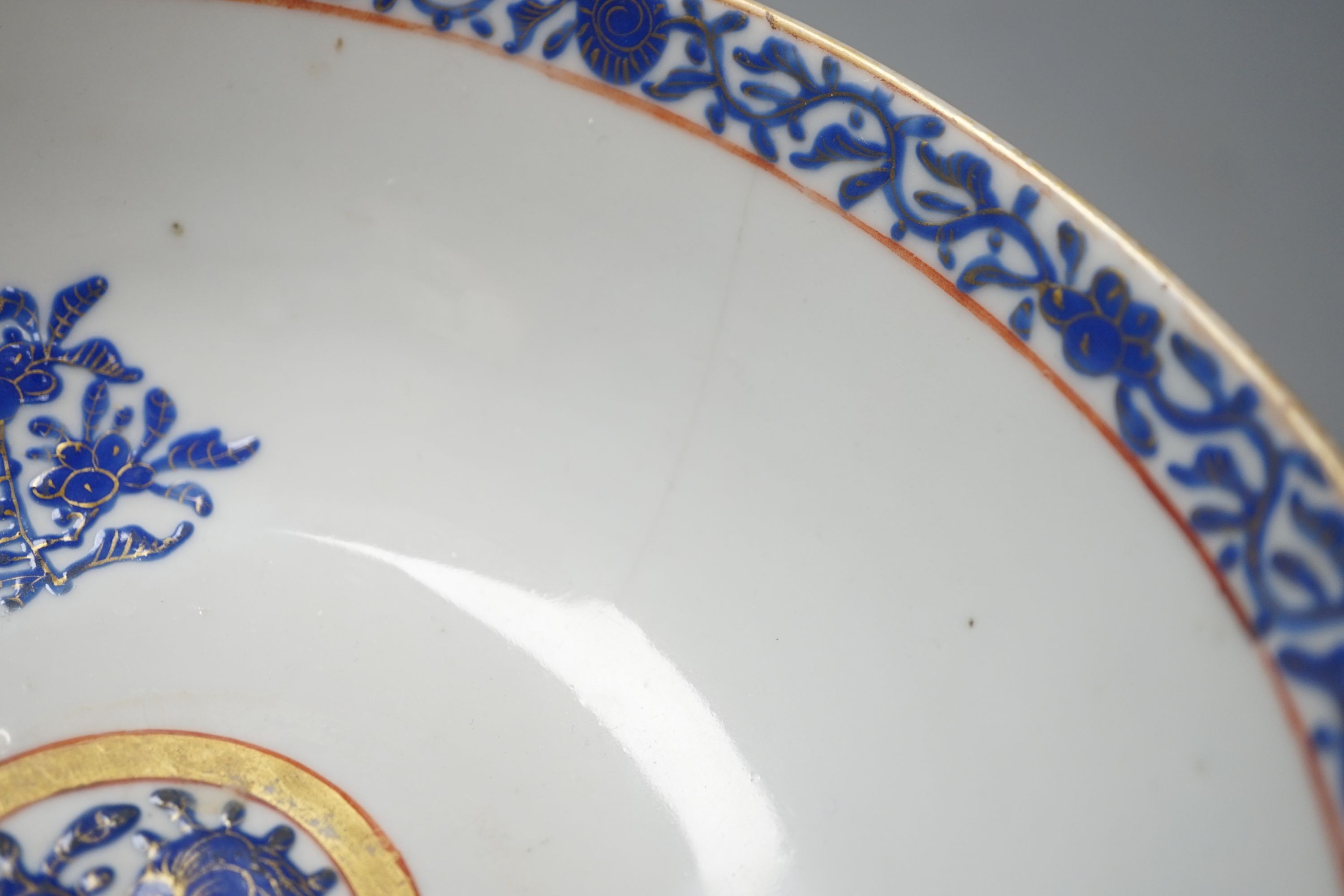 A 19th century Chinese enamelled porcelain bowl for the Persian market, with stand - 10.5cm tall